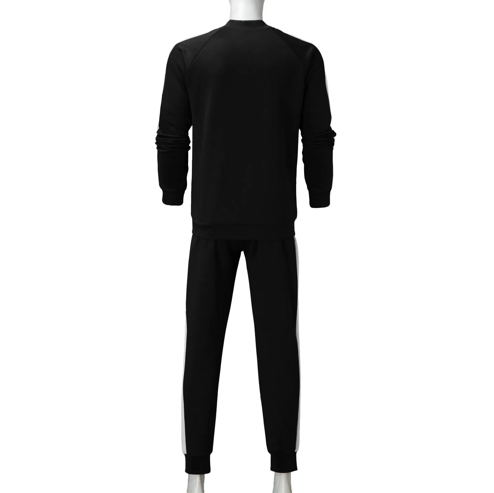 Men 2-Piece Sets Solid Long Sleeved O Neck Sports Suit Elegant Track Suits Pant Sets Hoodies Sports Suits Jogging