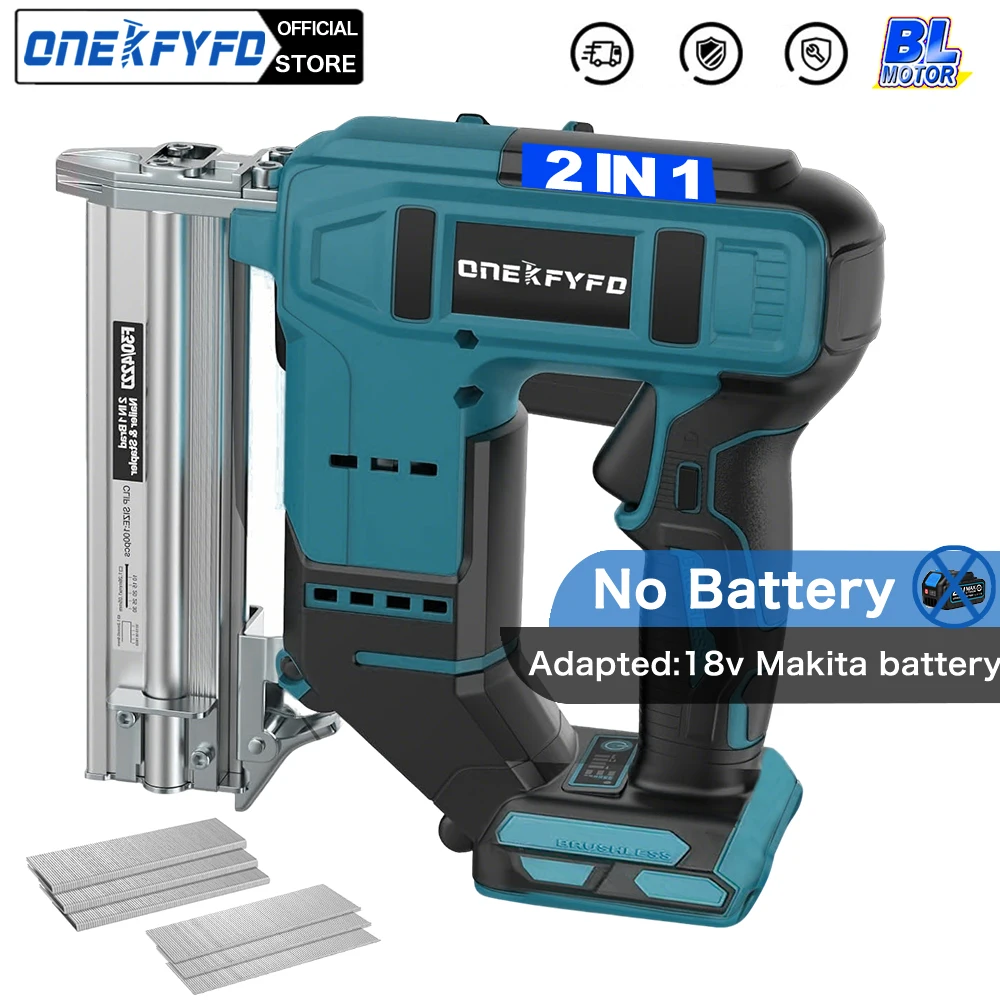 مسدس تثبيت كهربائي لاسلكي 2 في 1 بدون فرش/مسدس دباسة مع بطارية ليثيوم أظافر F30/422J لبطارية ليثيوم أيون 18 فولت