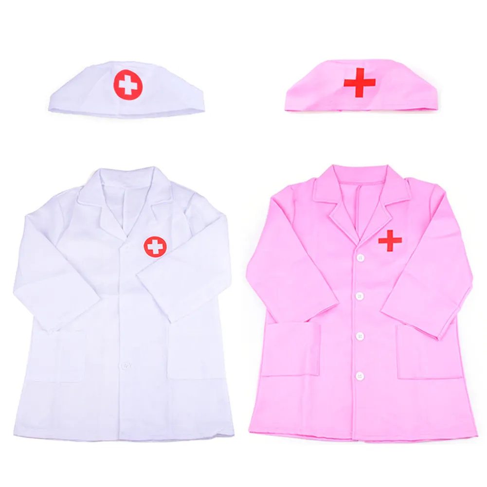 Children Doctor Role Play Costume Dress-Up Set Doctor Lab Coat Medical Kit Cosplay For Toddler Scrub Additional Medical Tools