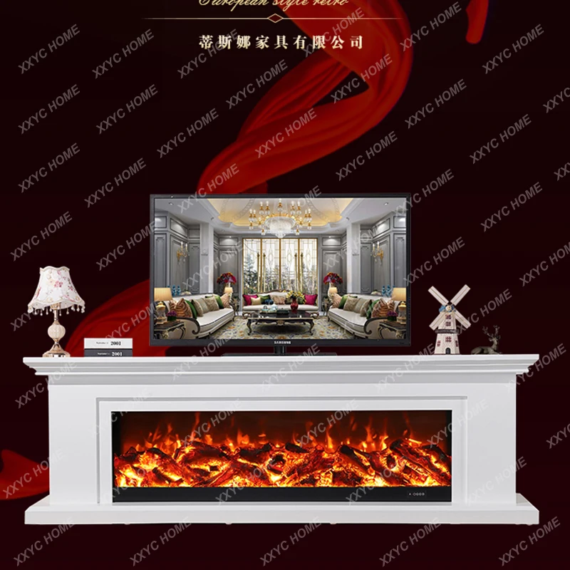 X-S electric fireplace decorative cabinet simple simulation fake  fireplace rack custom solid wood  fireplace HG