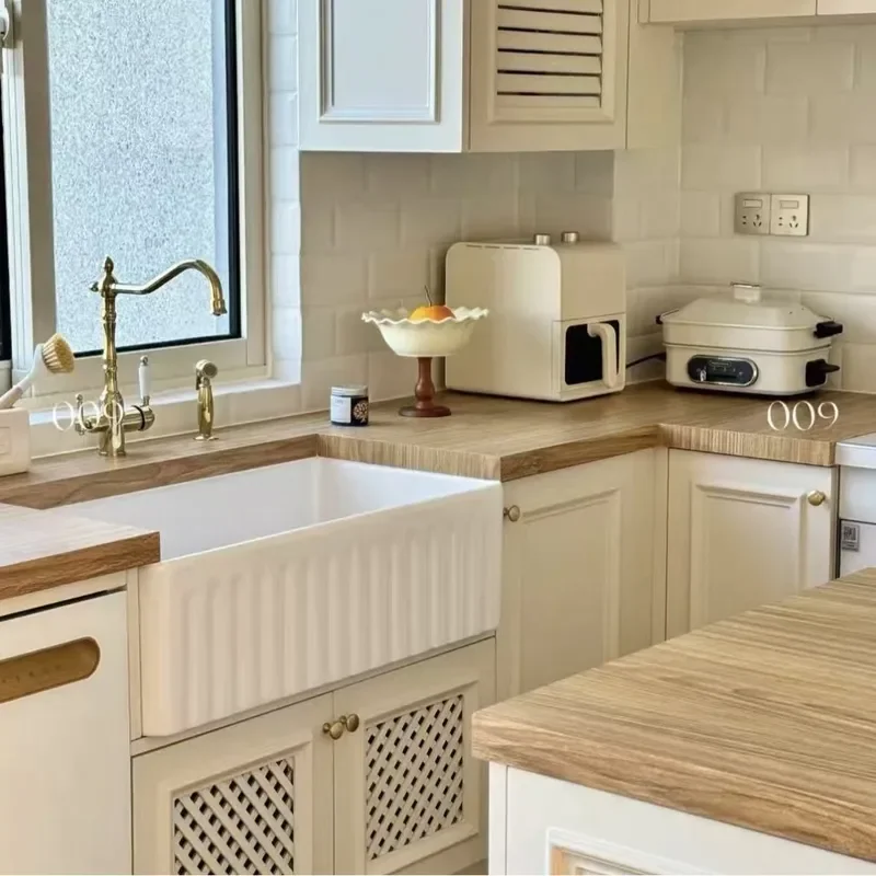 For Undermount Double Bowl Kitchen Sink Heat Resistant Ceramic Thickened Antibacterial Design with Drain Basket Sewer High