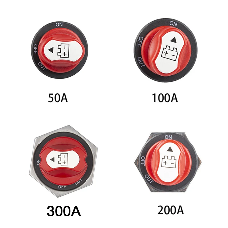 50A 100A 200A 300A Rotary Battery Disconnect Switch 12V 24V DC Cut Off Power Isolator for Car Motorcycle Boat RV