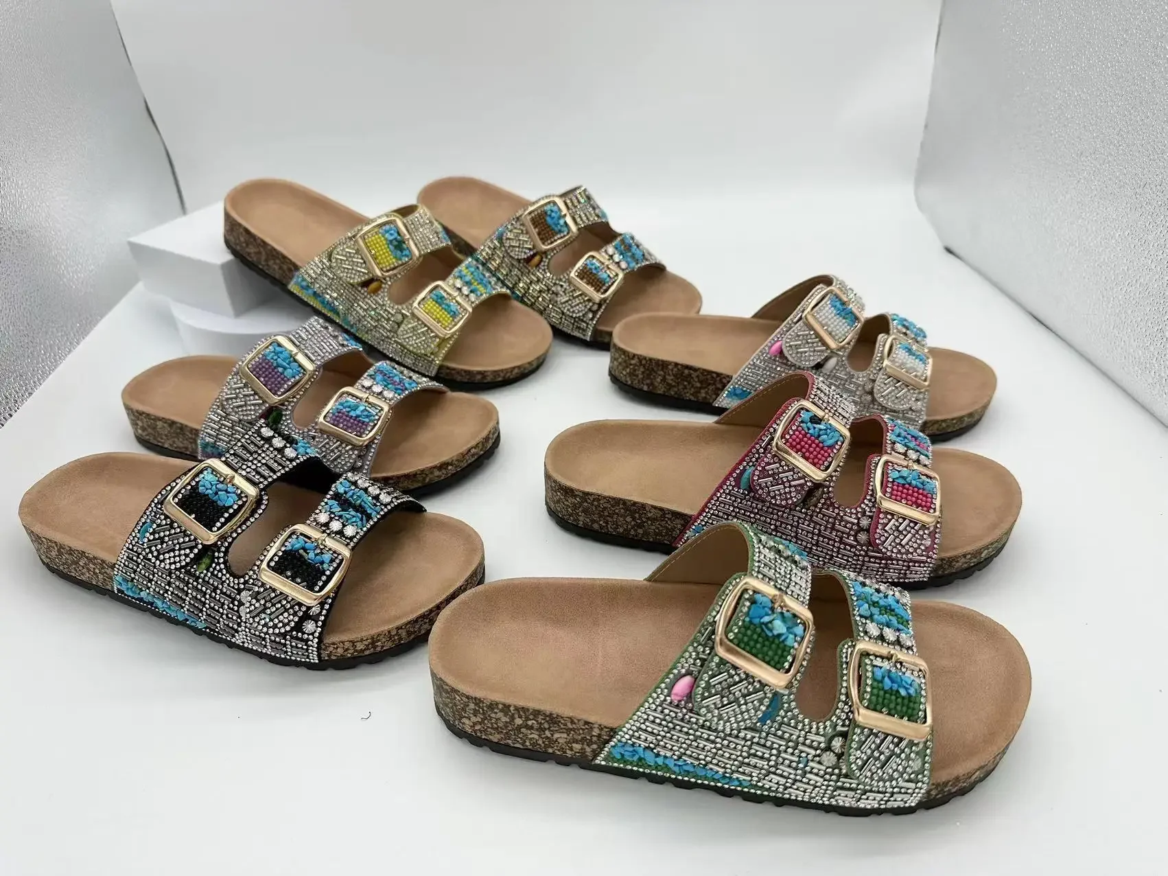 Sd6c3ca74f91c4f908d15dafceab03d8ch Trendy Double Buckle Ethnic Cork Slippers for Fashionable Beach Days
