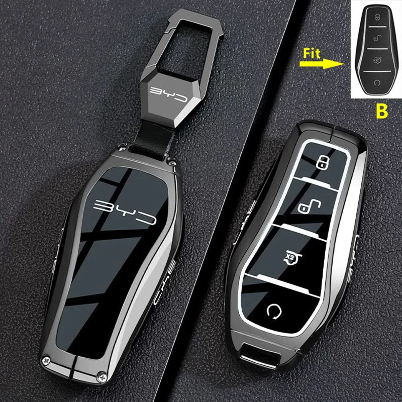 For BYD Dolphin Tang EV600 Han EV Yuan ATTO 3 Song PLUS Pro DMI Qin Zinc Alloy Car Key Case Remote Cover Keychain Accessories