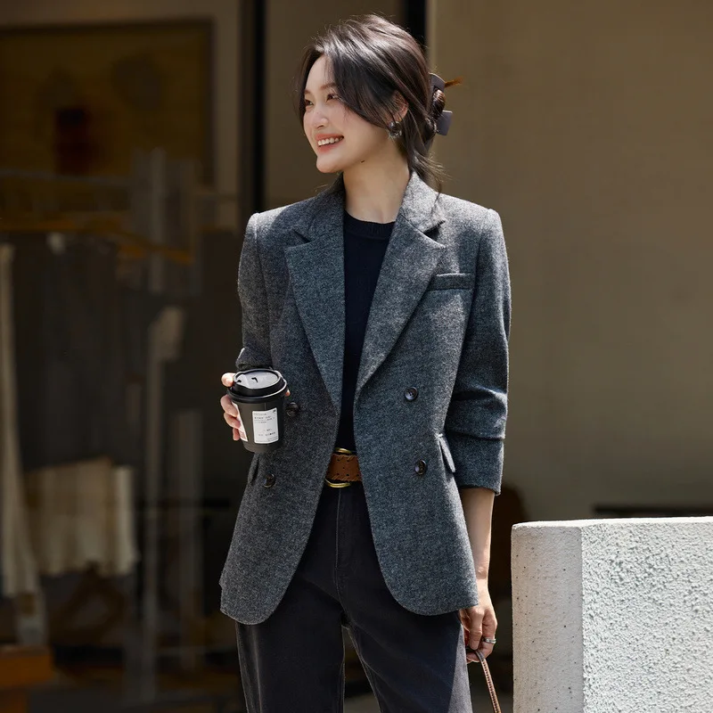 High Quality Wool Blazer Women Clothing 2026 New Professional Woolen Suit Jacket Casual Tops Autumn Winter Coat Female Outerwear