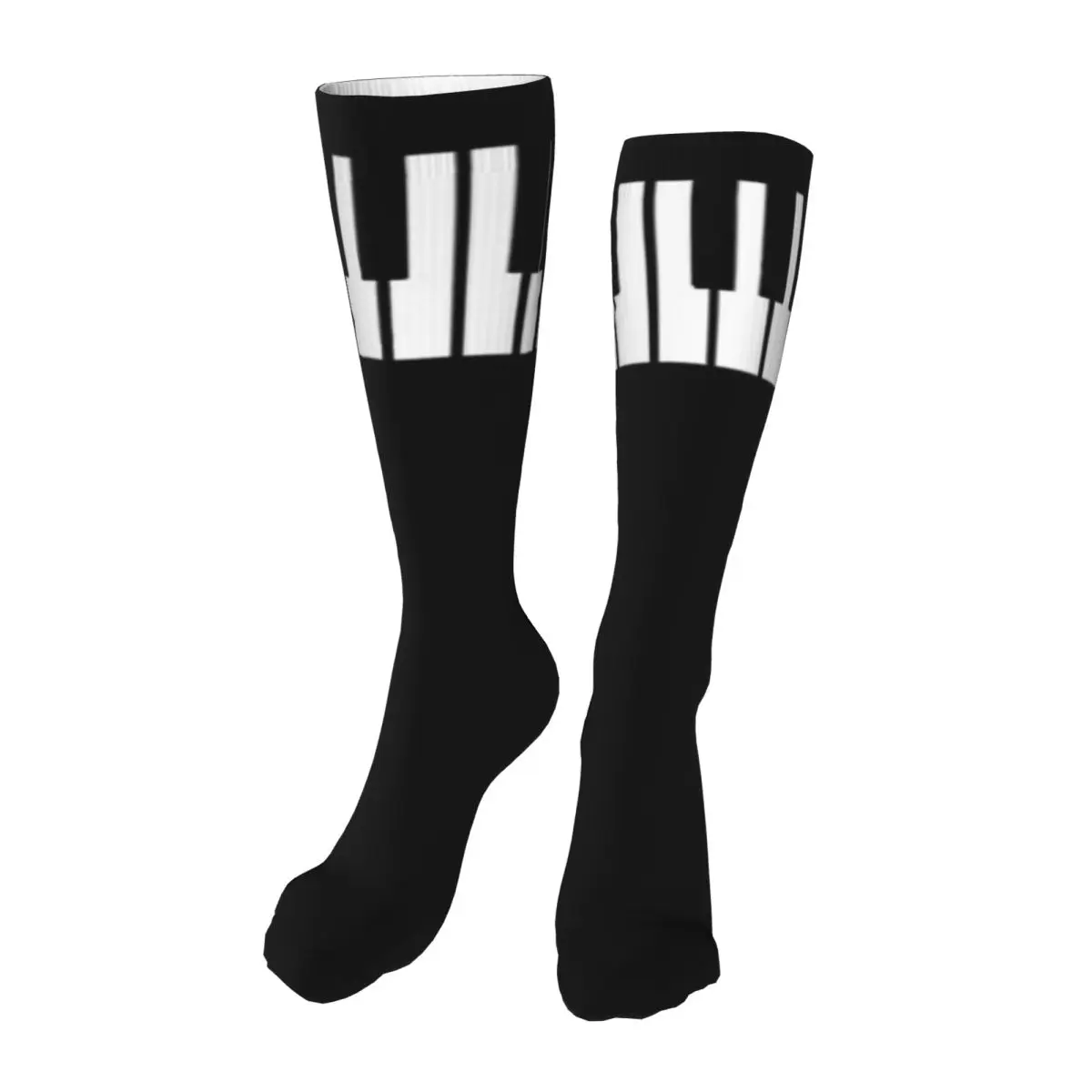 Piano Keyboard On Black Adult Stockings Moisture absorbent Suitable For Sports Soft All Seasons