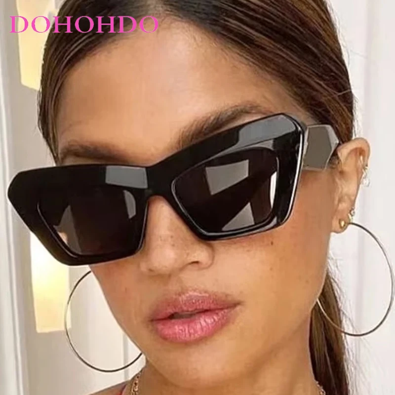 

New Vintage Square Sunglasses Women Men Cat Eye Thick Frame Sun Glasses Eye Glasses Fashion Female Retro Travel Sunglasses UV400