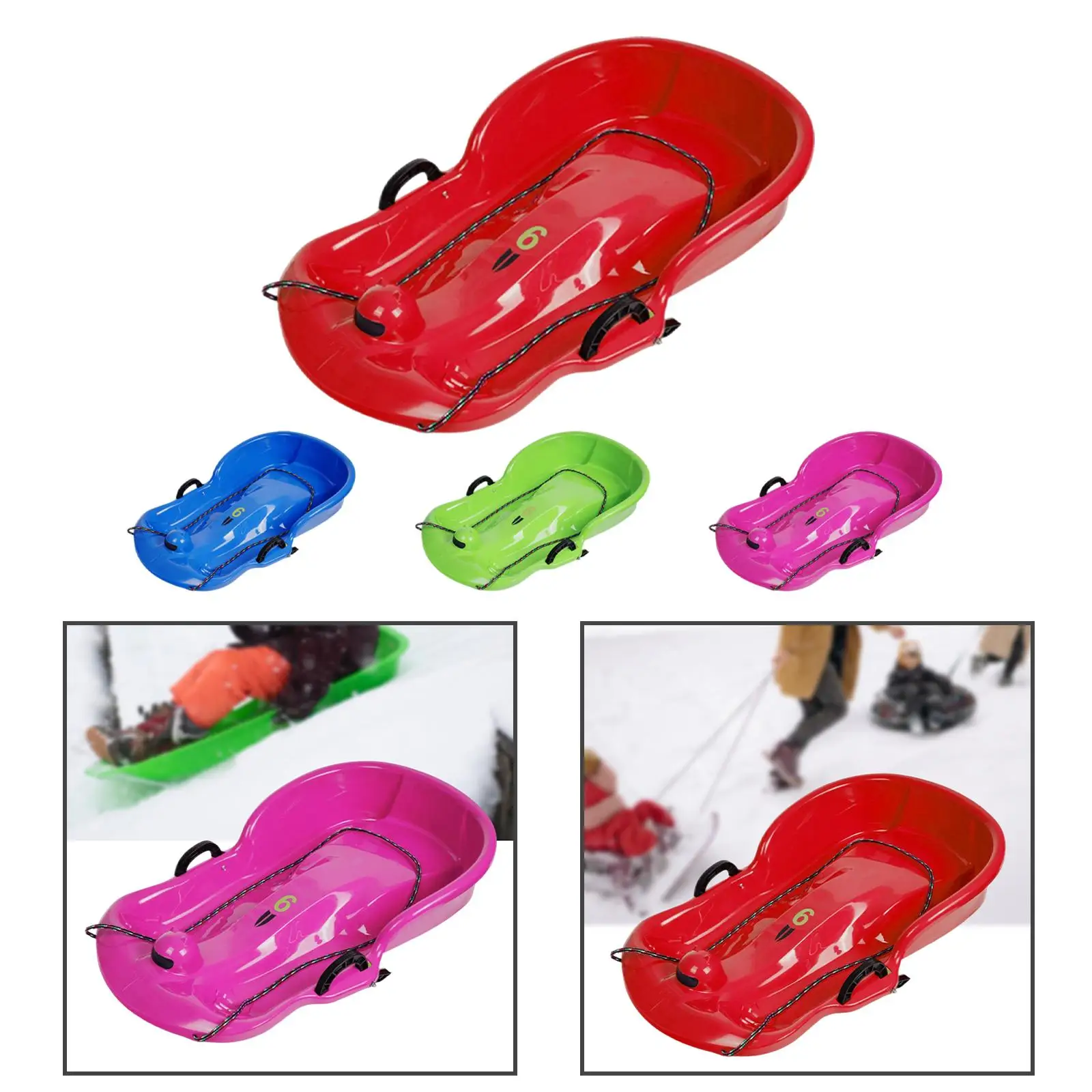 Winter Snow Sled Sledding Toboggan Sleigh Nonslip Foot Pedal Kid Sledge