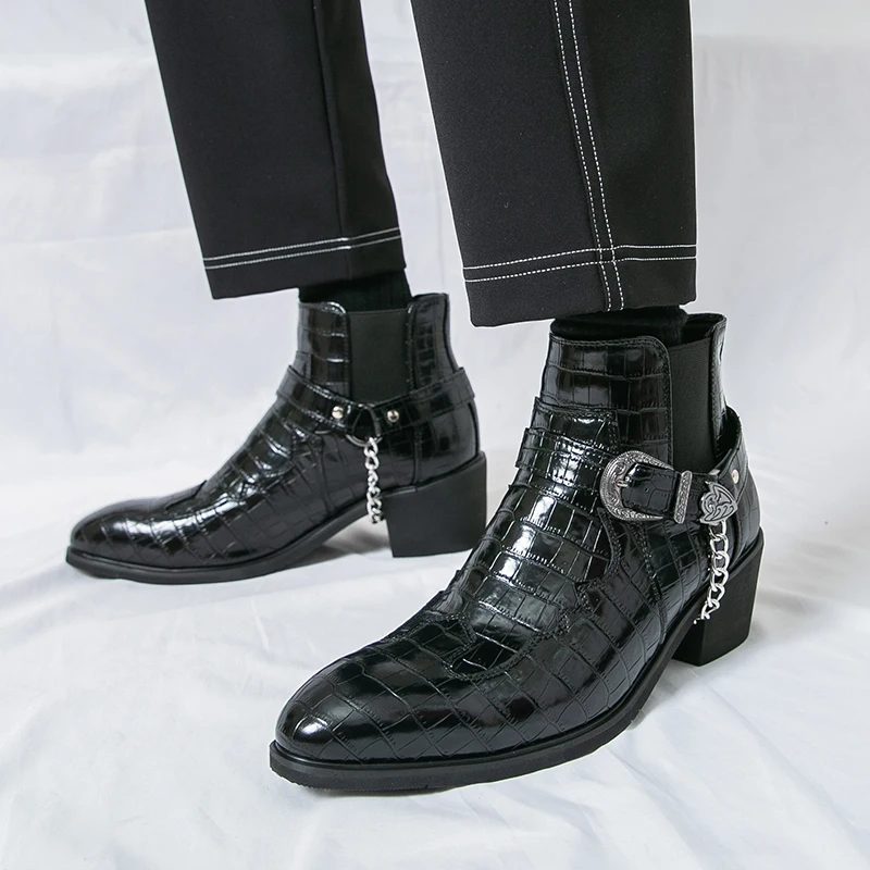 

Men's Ankle Boots High Heel Pointed Toe Fashion Casual Shoes Comfortable Stylish Footwear for Men