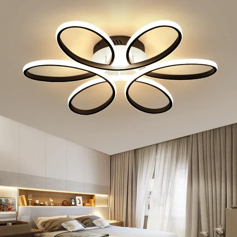 Modern LED Ceiling Light Minimalist Black White Line Light For Bedroom Living Room Restaurant Hotel Indoor Illumination Fixtures