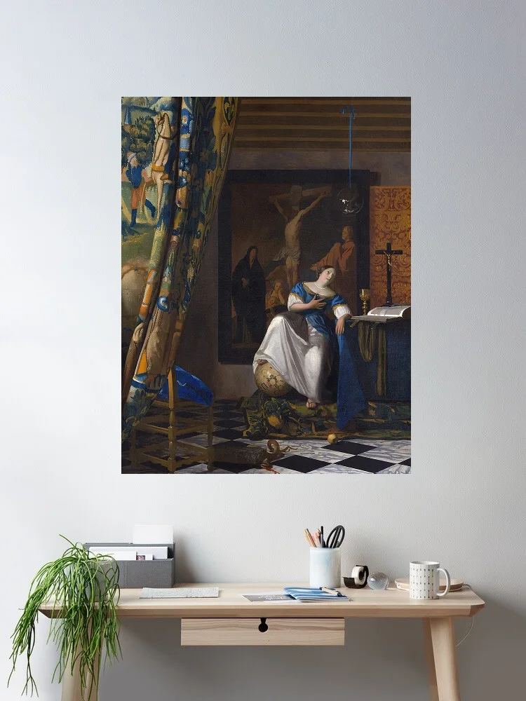 Johannes Vermeer Allegory of Faith, Print Art Canvas Poster, For Living Room Decor, Home Wall Picture