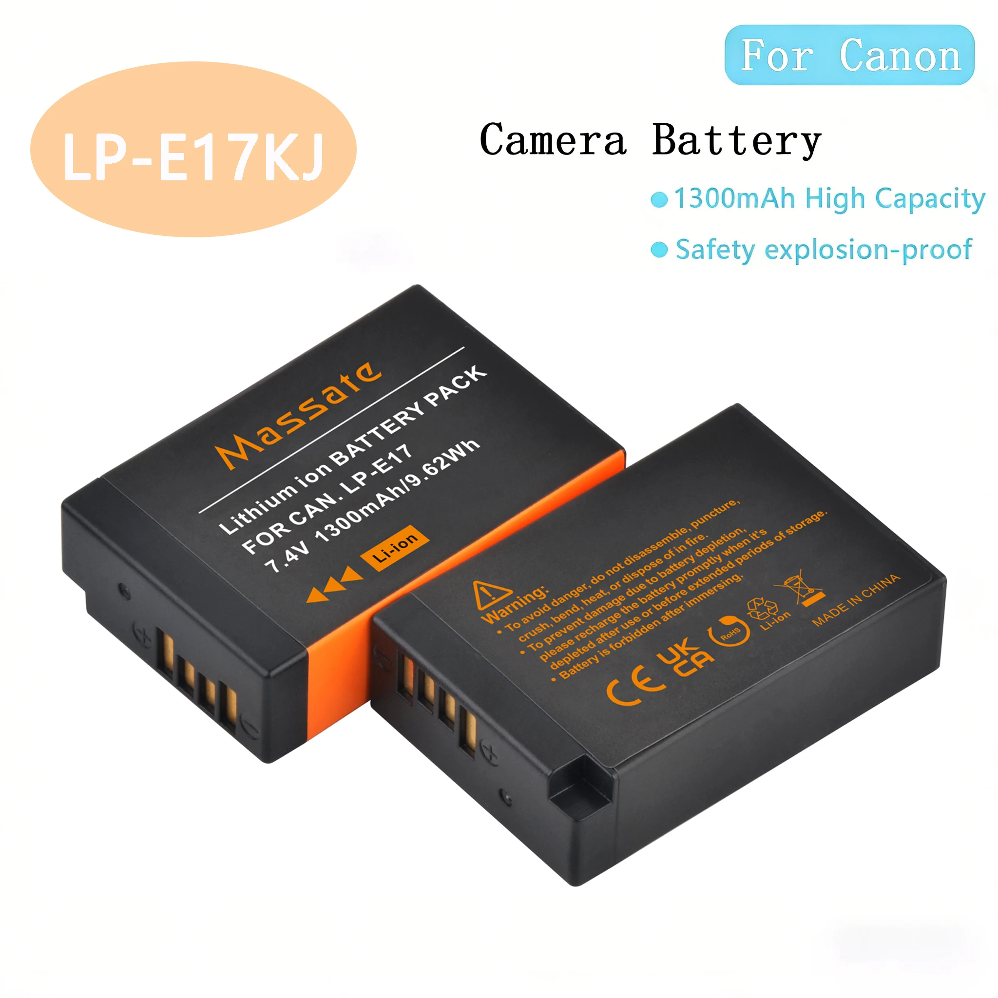 Massate 1/2PCS LP-E10 LP-E12 LP-E17 Battery Compatible with Canon EOS M3 M5 M6 M10 M100 M200 M50 R50 R100 Rebel T3 T5 T6 T7 SL2