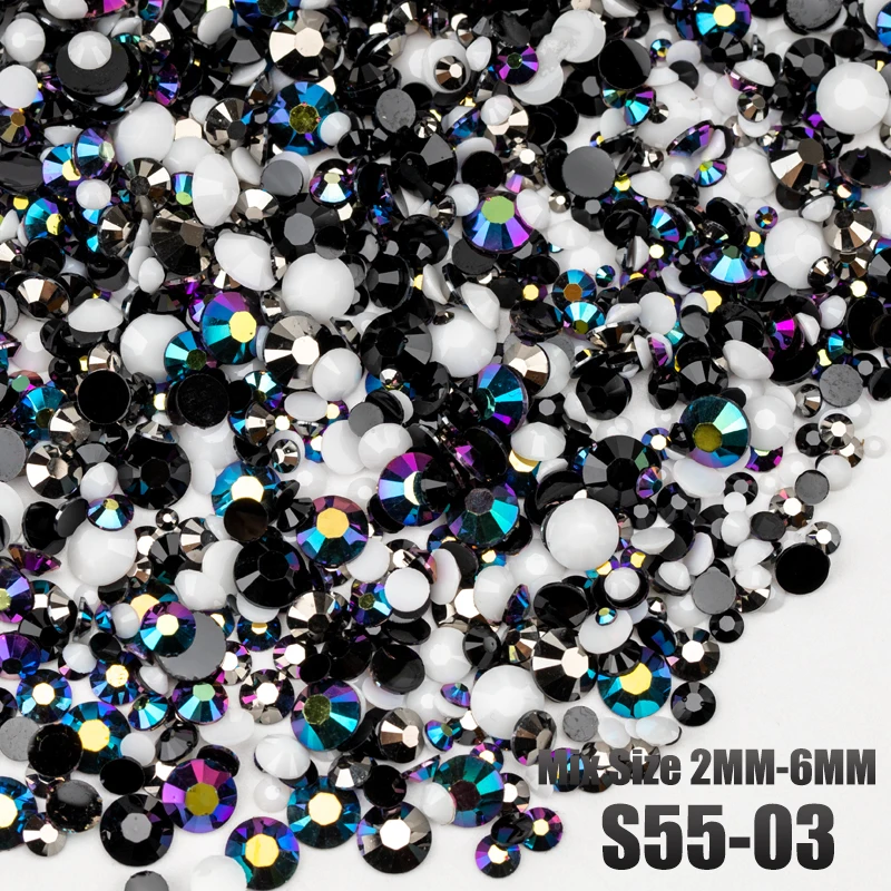 VDD 30/100g Neue Mischgröße 2-6mm Harz-Strasssteine Kristallfarbe AB Flache Rückseite für DIY-Bastelarbeiten, Nagelkunst-Dekorationen, Großhandel – Detail 8