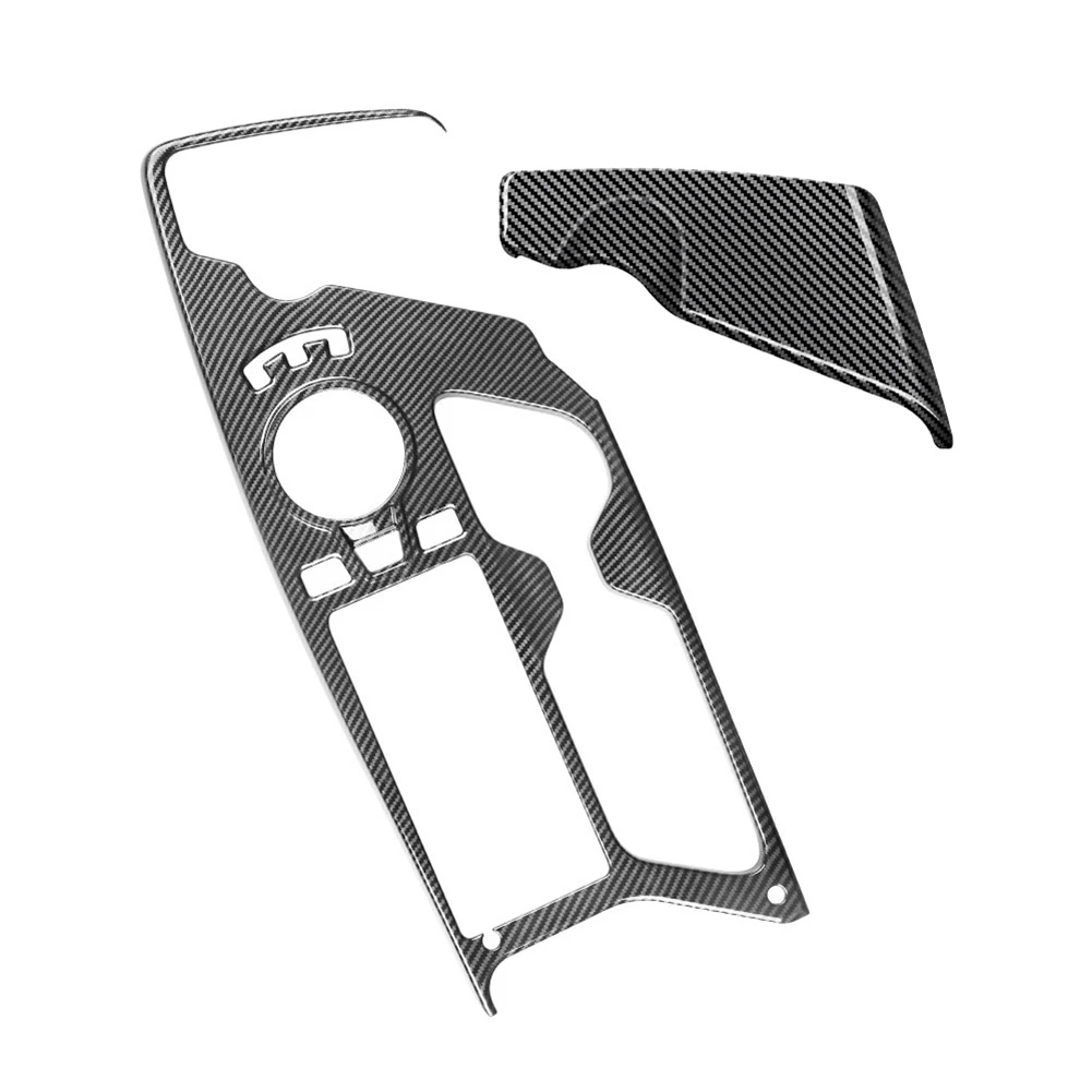

Authentic 2Pcs Car Carbon Fiber Center Console Gear Shift Panel Water Cup Holder Decoration Cover Trim For KIA EV6 2021 2022 LHD