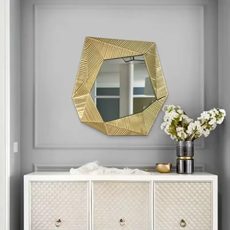 Champagne wall hanging mirror decorative dressing mirror living room entrance home improvement