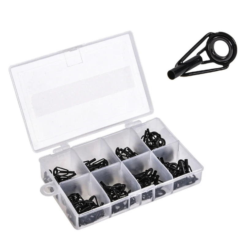 

80Pcs Spinning Bait Casting Fishing Rod Guides Integrated Stainless Steel Fishing Rod Eyes Ring Repair with Box