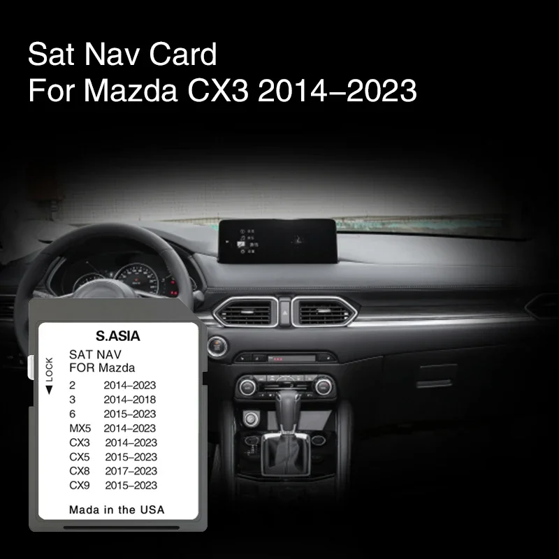 for Mazda CX3 from 2014 to 2023 Navigation SD Card Maps for South Asia Sat Nav Update Maps Indonesia Malaysia Philippines