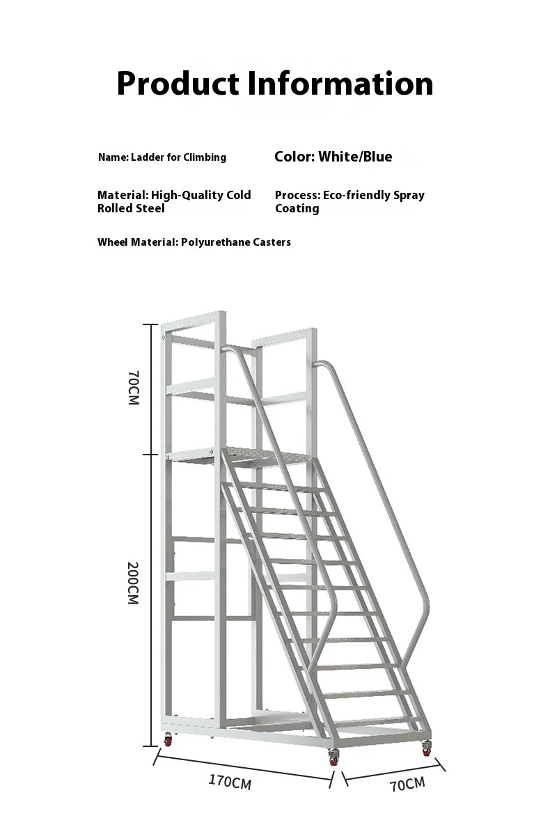 السوبر ماركت والمستودعات معدات البضائع والتخزين الصلب المنقولة تسلق سلم عربة