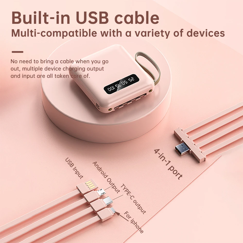 Mini Power Bank Box With 3 Output Interface 1 Input Interface Diy Mobile Charger Box  3*18650 Battery Storage Box Pink