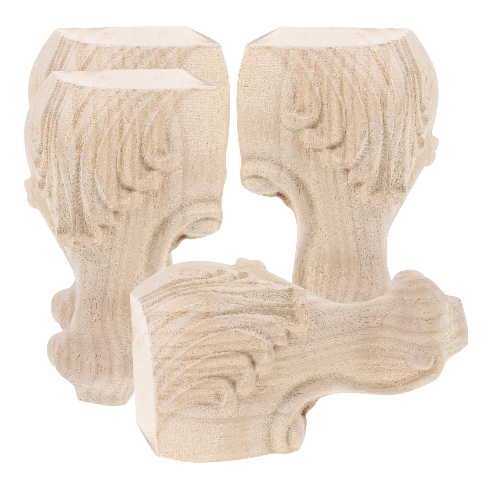

4pcs Solid Wood Table Legs Unfinished Furniture Feet For Sofa Cabinet Coffee Table Diy Replacement Bun Feet European Style