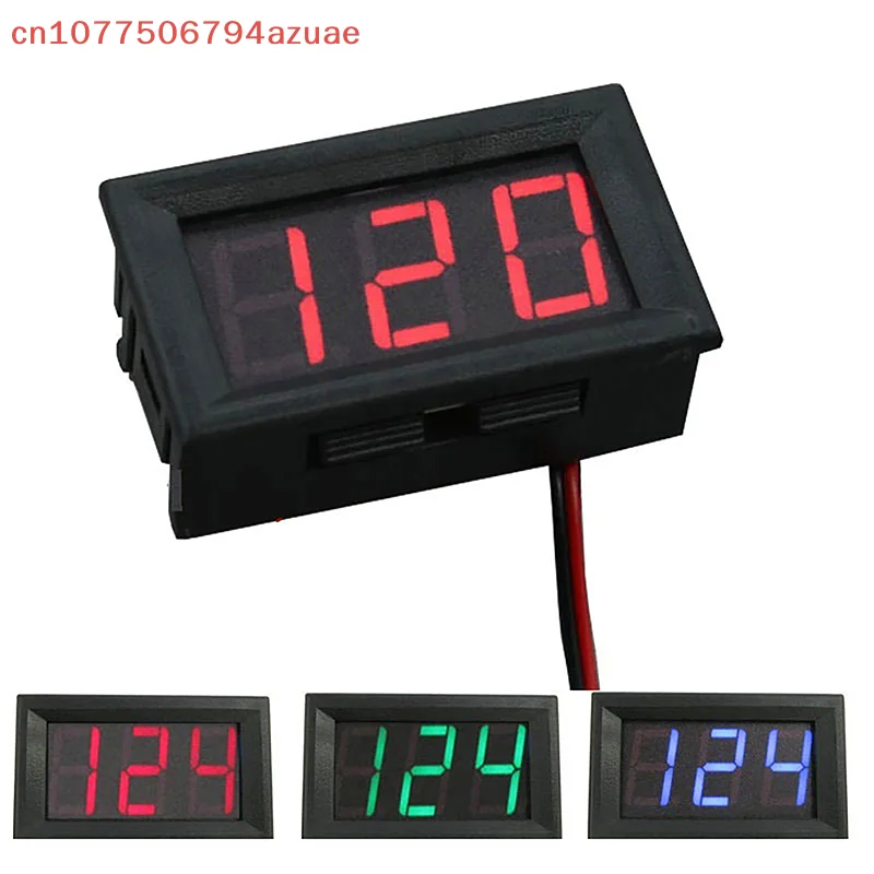 DC 5V To 120V LED Digital Voltmeter Voltage Meter Volt Instrument Tool 2 Wires Red Green Blue Display DIY 0.56 InchUniversal Box