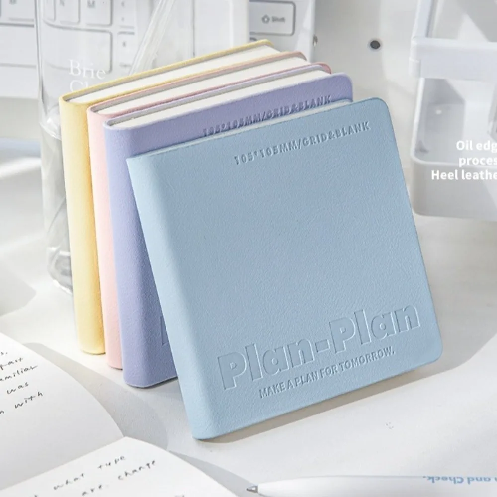 Square Daily Planner Notebook Plan with Self-Discipline Journal Notebook Time Management PU Cover Memo Pad Students