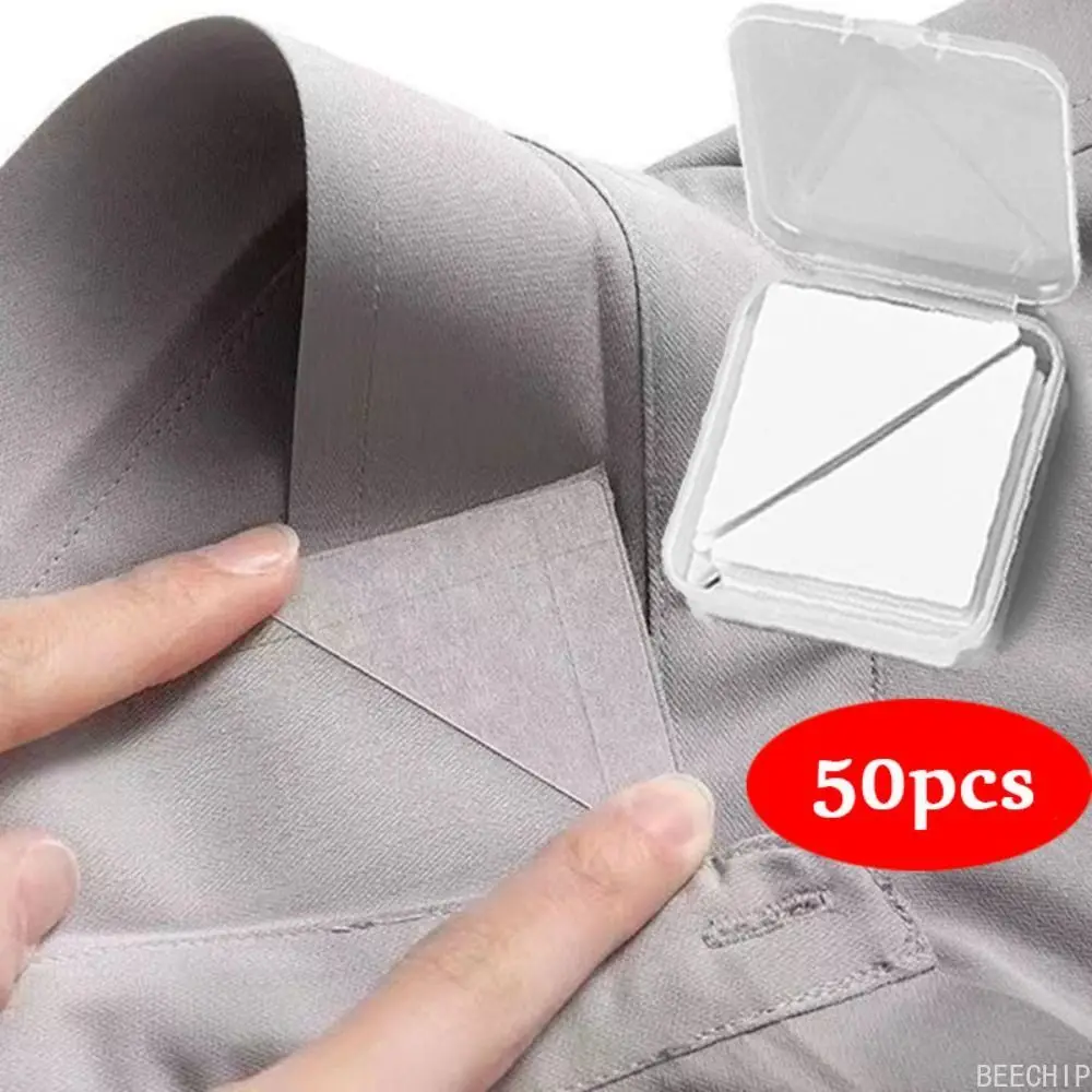 50 Peças de Almofadas Autoadesivas para Fixação de Colarinho, Fita para Estilização de Colarinho, Protetores de Gola de Camisa que Não Deformam, Almofadas de Suporte para Colarinho de Camisa