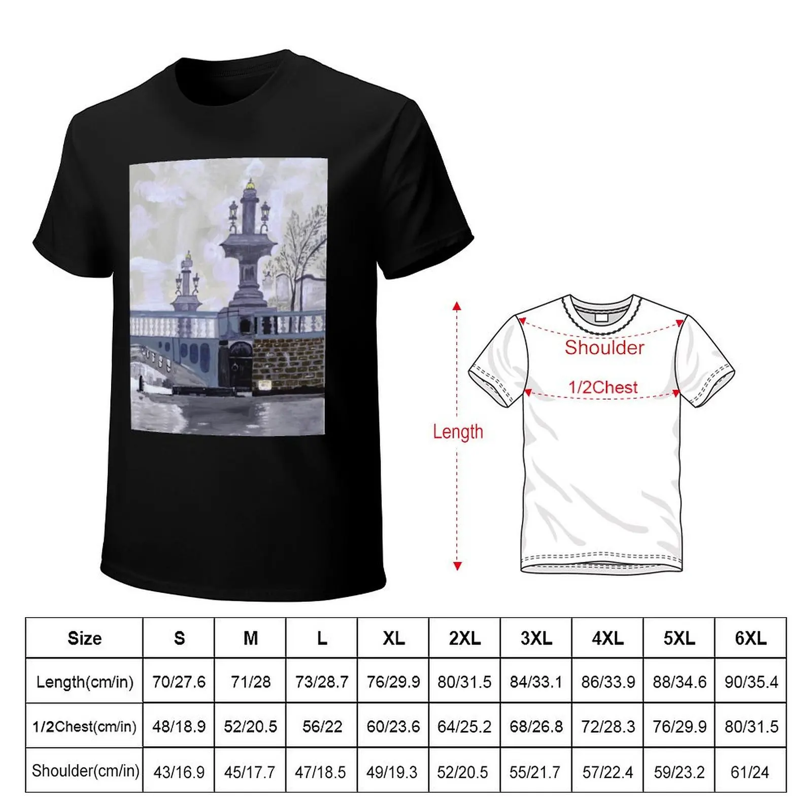 Winter Bridge - Original artwork by Dody Denman T-Shirt Casual Trendy Streetwear Tee Shirt