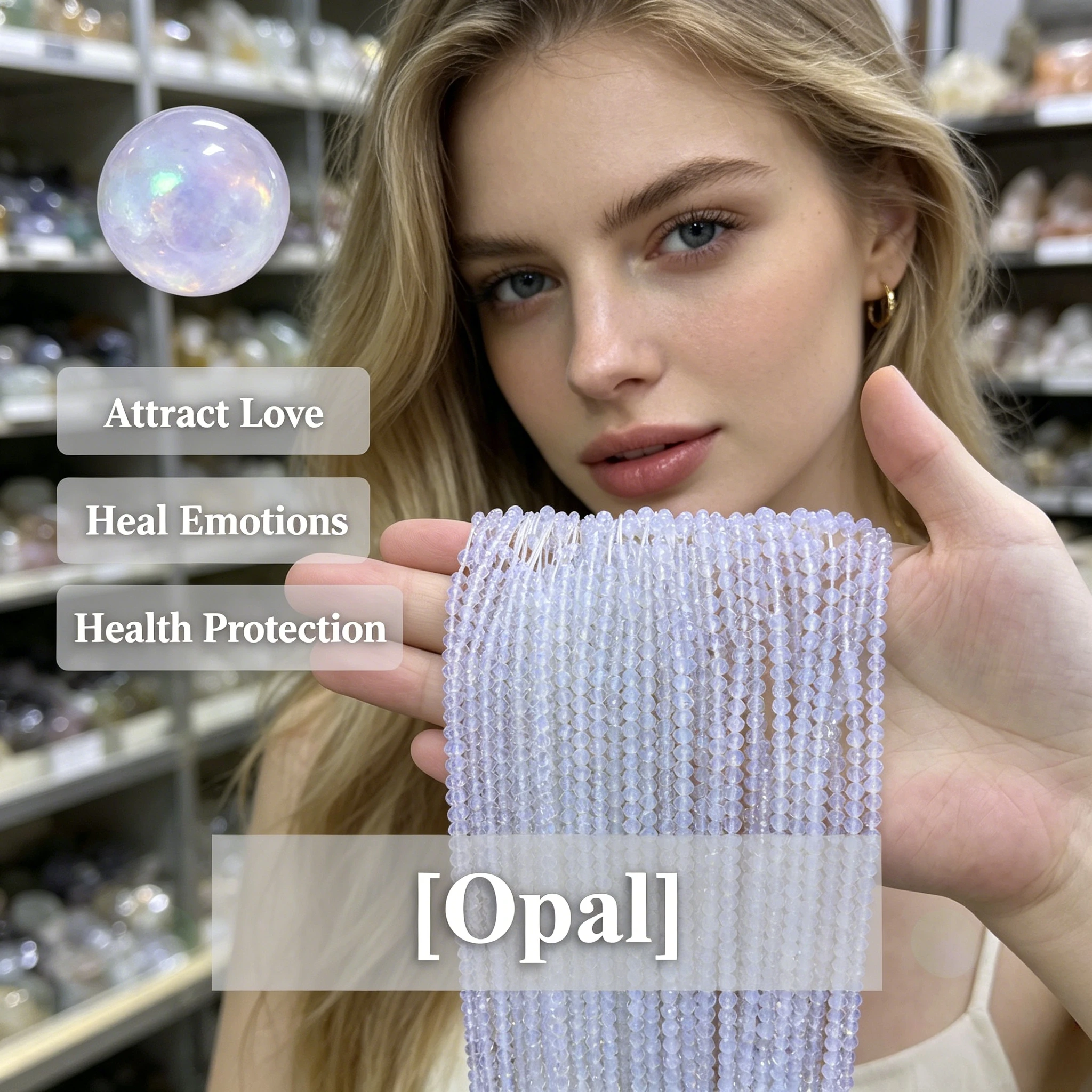 Natural Opal Faceted Beads 2 3 4mm Smooth Gemstone Loose Spacer Beads for DIY Making Bracelet Necklace Jewelry Accessories Gifts