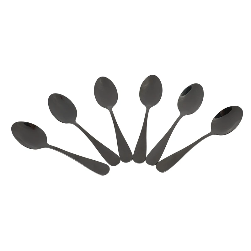 Black Teaspoons Teaspoons, Mini Stainless Steel Cake Spoons, Scoop For Ice Cream, Small Teaspoons For Dessert,Set Of 18
