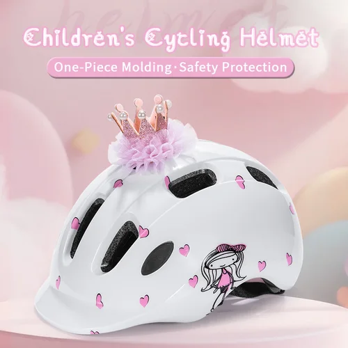 Imagen 2 del producto BATFOX-casco de bicicleta para niños, ligero y resistente, corona de princesa, bonito casco de bicicleta para niñas, equipo de protección para ciclismo
