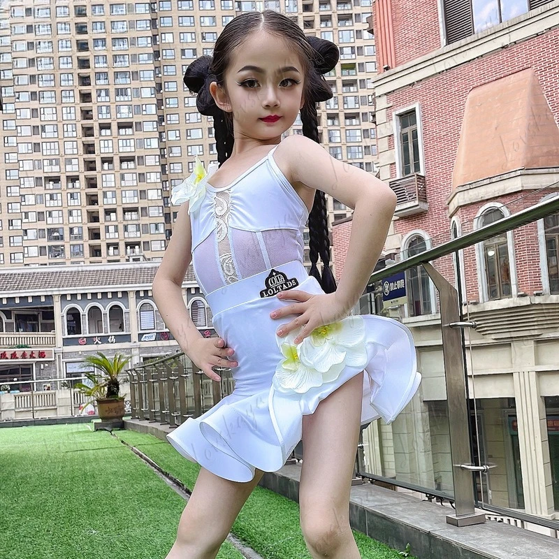 

Детское платье для латинских танцев, детская одежда для занятий знаменитостями в Интернете, одежда для выступлений, практика для девочек