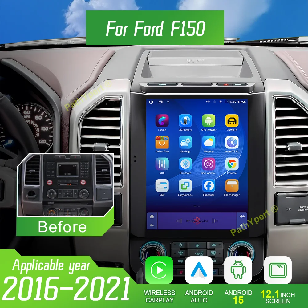 12.1'' Android 15 Car Radio For Ford F150 2016-2021 Multimedia Player Android Wireless Carplay Auto Stereo Bluetooth Head Unit