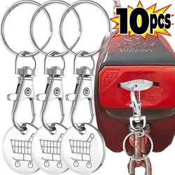 1/10Pcs Trolley Tokens Keychains Universal Metal Stainless Steel Portable Shopping Cart Tokens Key Ring Ornament Decoration