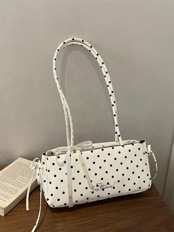 2026 New Women's Underarm Polka Dot Sweet Match Allergy Bread Bag Commuter Pillow Bag Soft Handle Polyester  Double Sho...