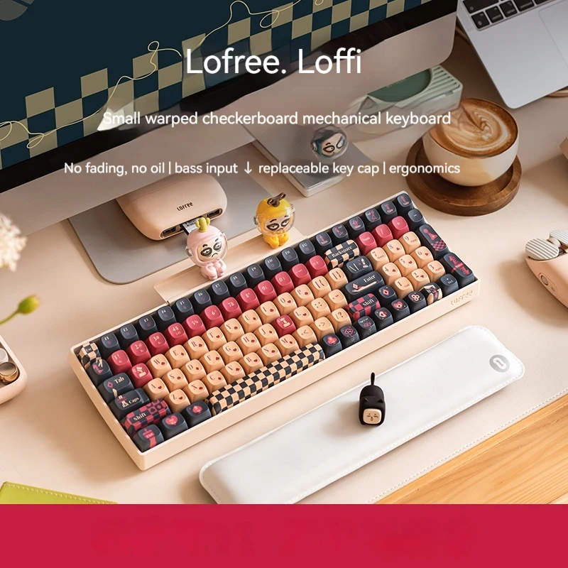 Lofree Checkerboard Kingdom Small warped mechanical keyboard Wireless three-mode Bluetooth girl office red shaft PBT key cap