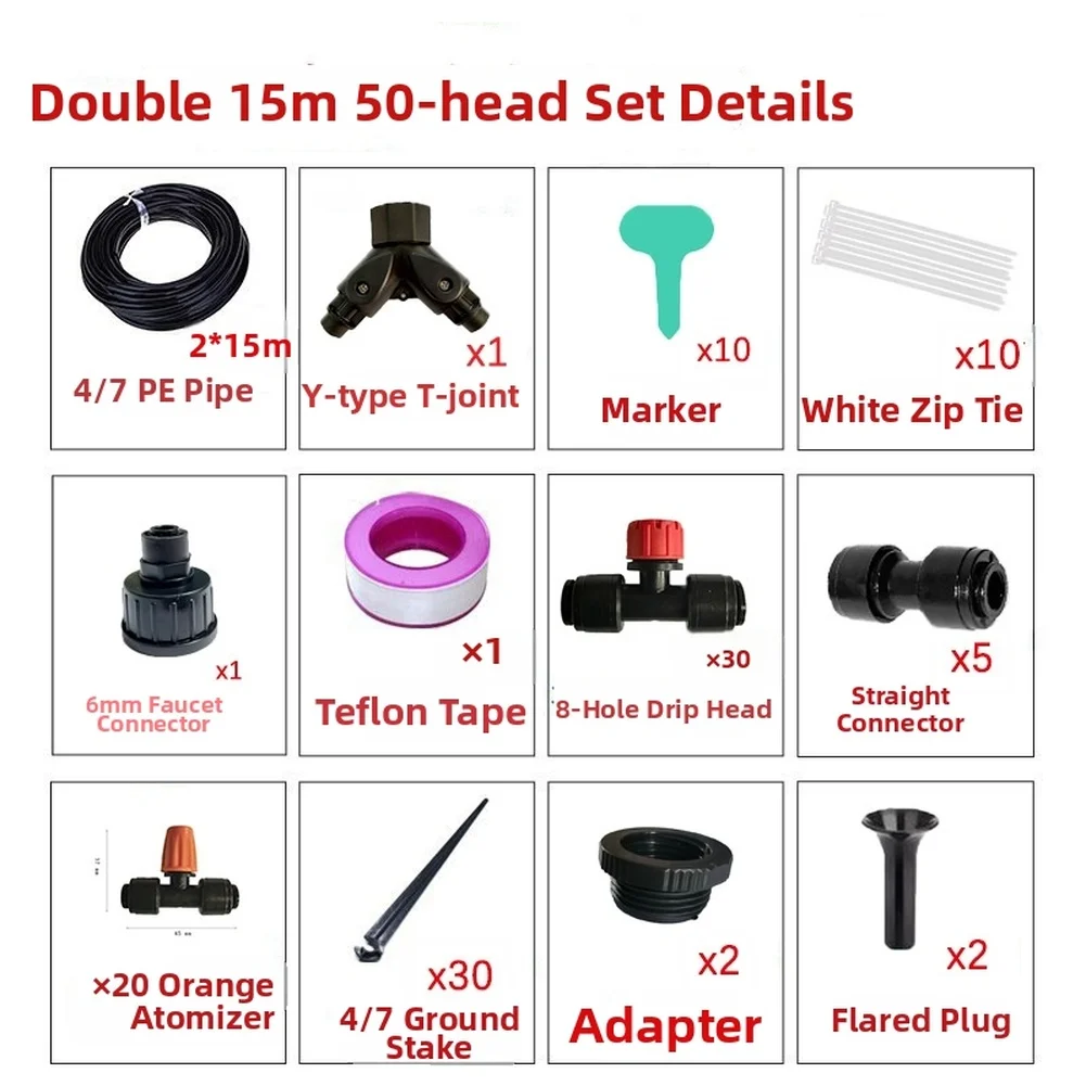 30m DIY Drip Irrigation System Kit With Timer  Hose Adjustable Drippers Sprinklers For Garden Greenhouse Plant Watering