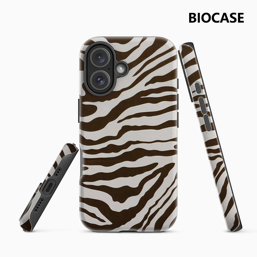 Braune und weiße Zebrastreifen IPhone 17 Must-Haves Handyhülle für IPhone 17 16 15 14 13 12 Pro Max Plus Doppelschichtige Rückseite