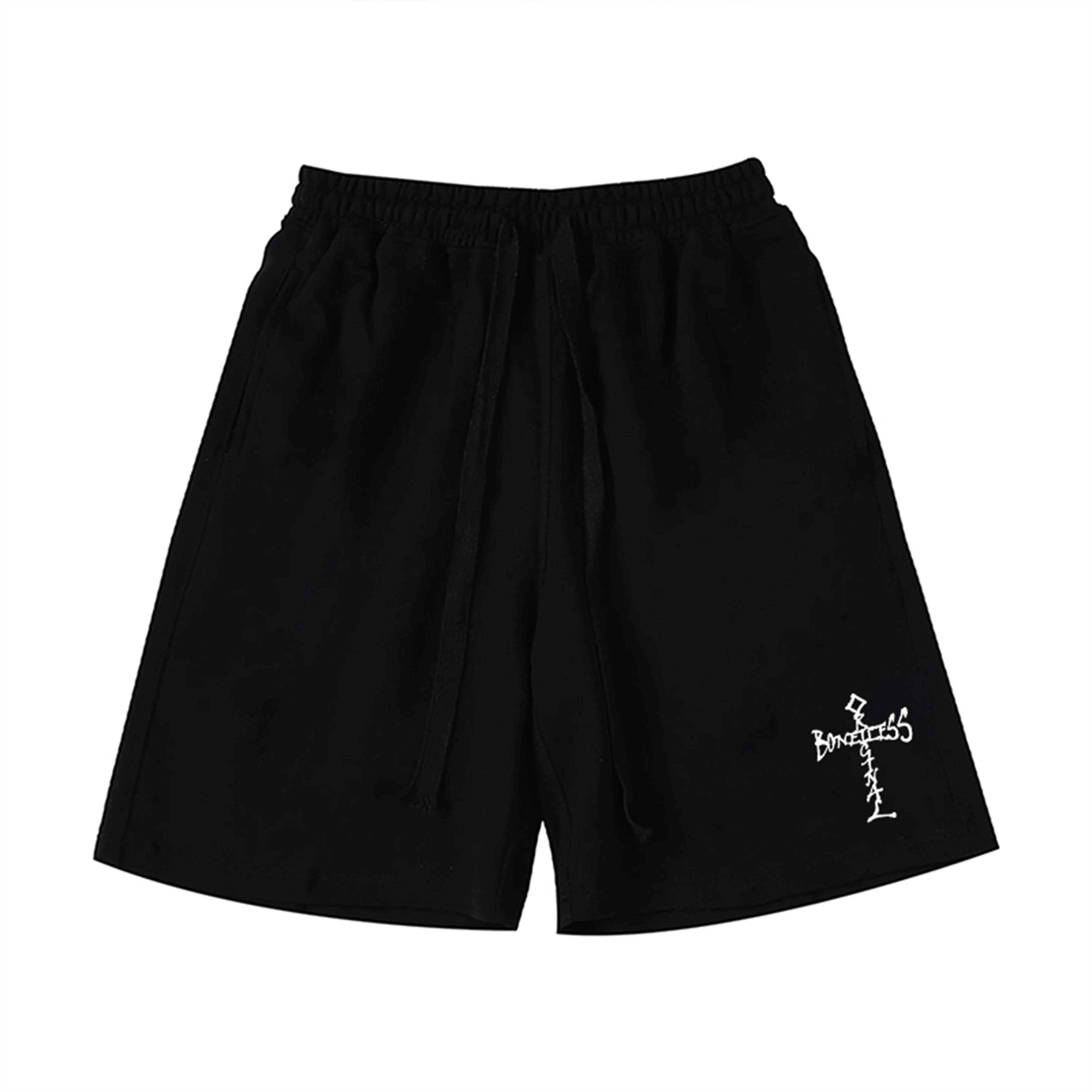 

2025 Summer Fashion Cross-shaped Graffiti Letter Printing Men's and Women's Shorts Summer High-quality Cotton Capri Pants