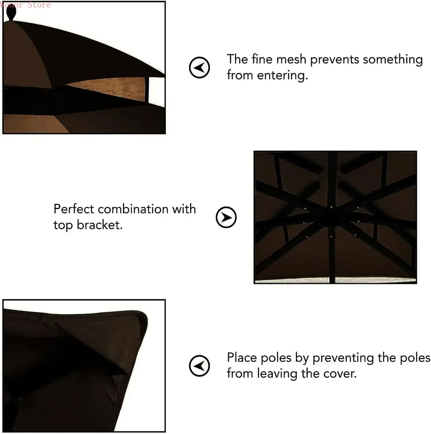 

Outdoor Replacement Canopy Top Double Tier Gazebo Roof Cover for Lowe's Allen Roth 10x12 Gazebo #GF-12S004B-1 (Brown)