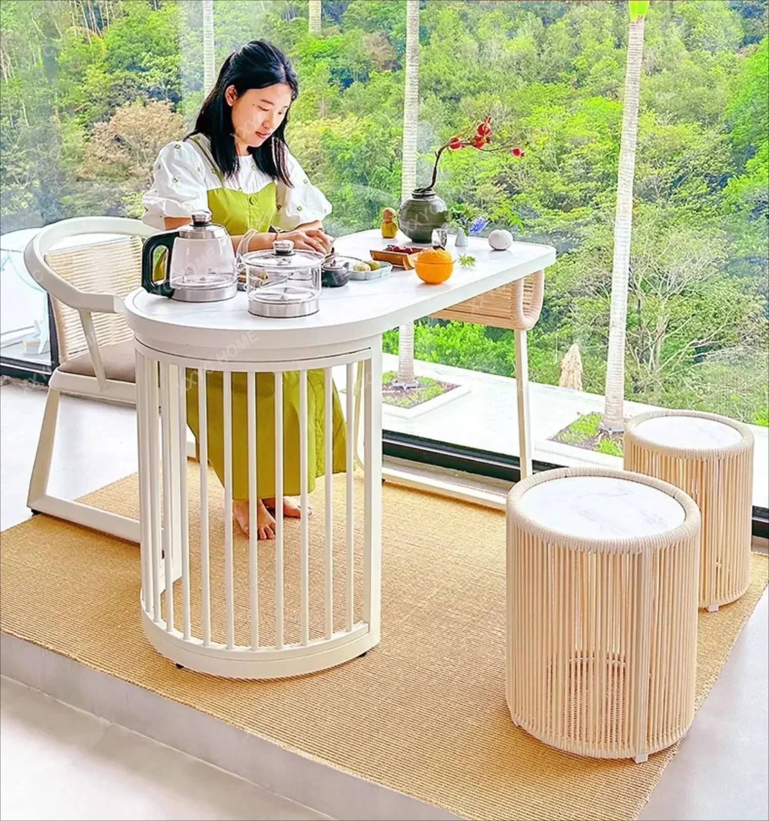 Y1 Balcony tea table small leisure kung fu outdoor   small apartment calligraphy table  desk  integrated