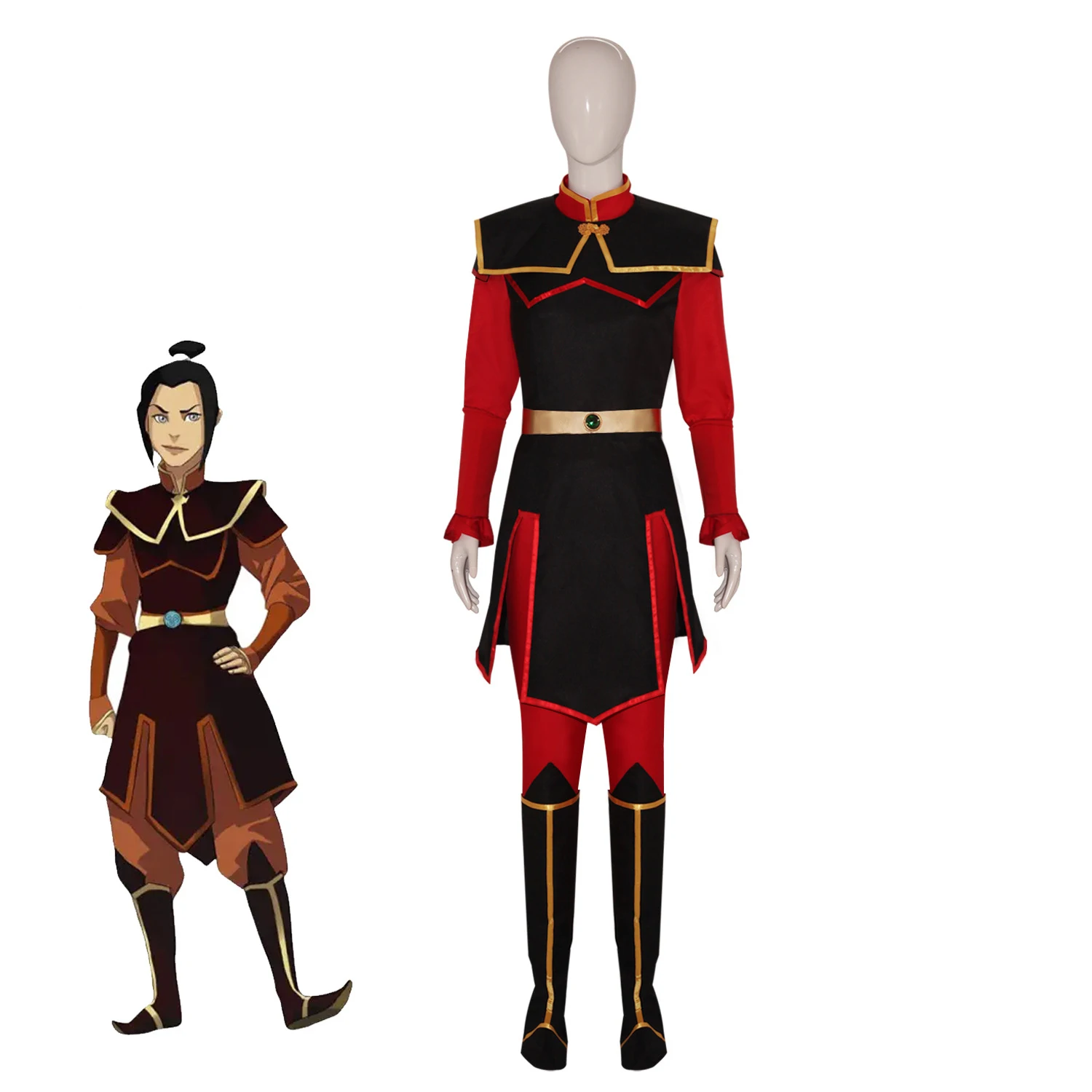 

Azula Cosplay The Last Airbender Costume Women Red Battle Uniform Full Set Halloween Carnival Comic Con Warrior Disguise Suit