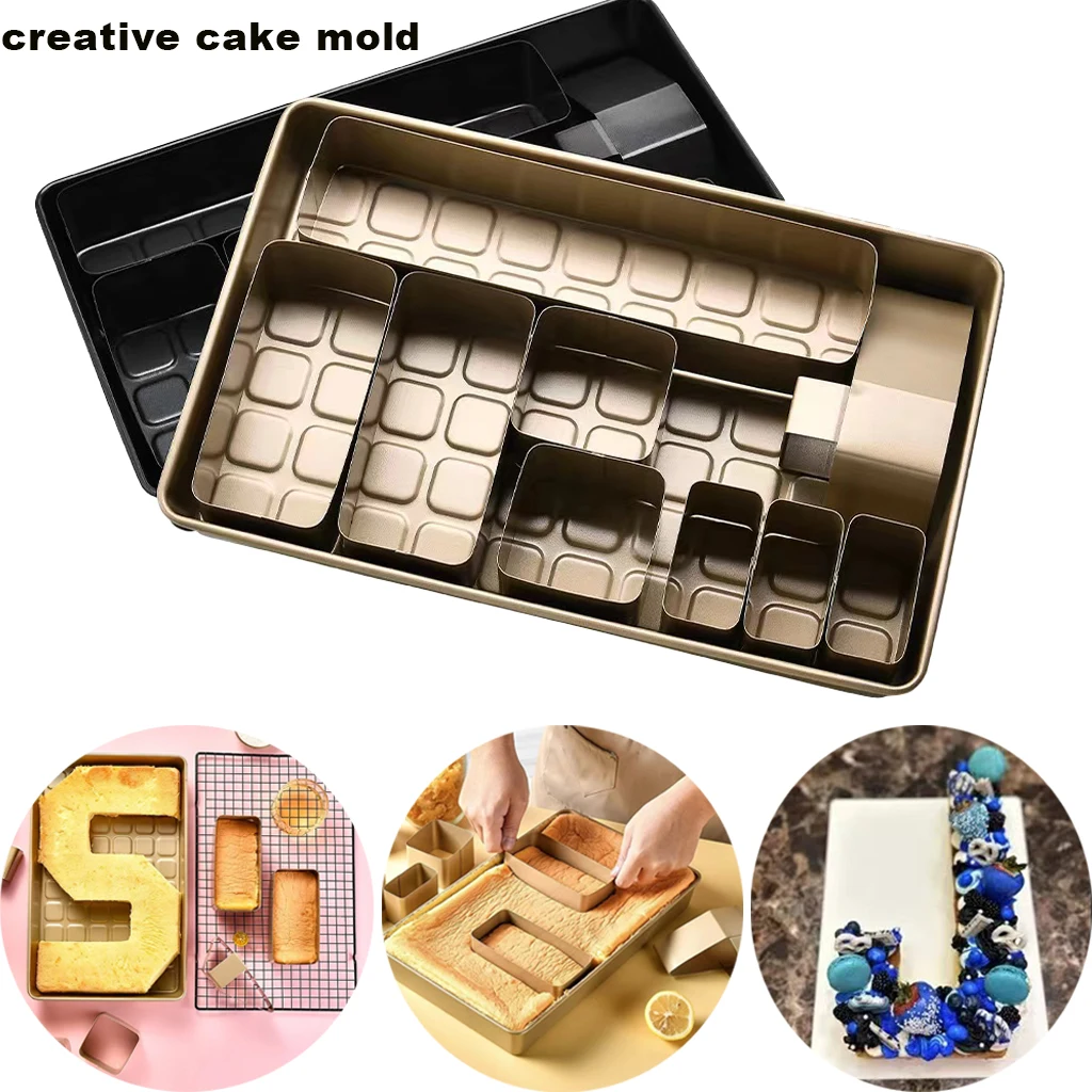 INS Creative Letter Number Cake Mold Multifunction Stainless Steel Baking Tray Set Home Kitchen Tools Alphanumeric Cake Moulds