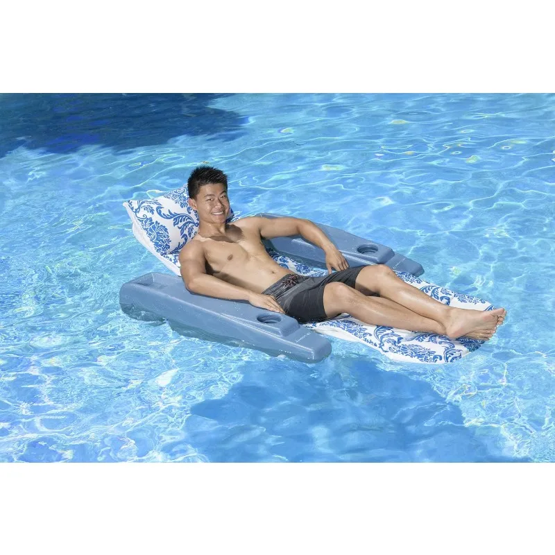 Swimming Pool Adjustable Floating Chaise Lounge, Royal Hawaiian, Blue