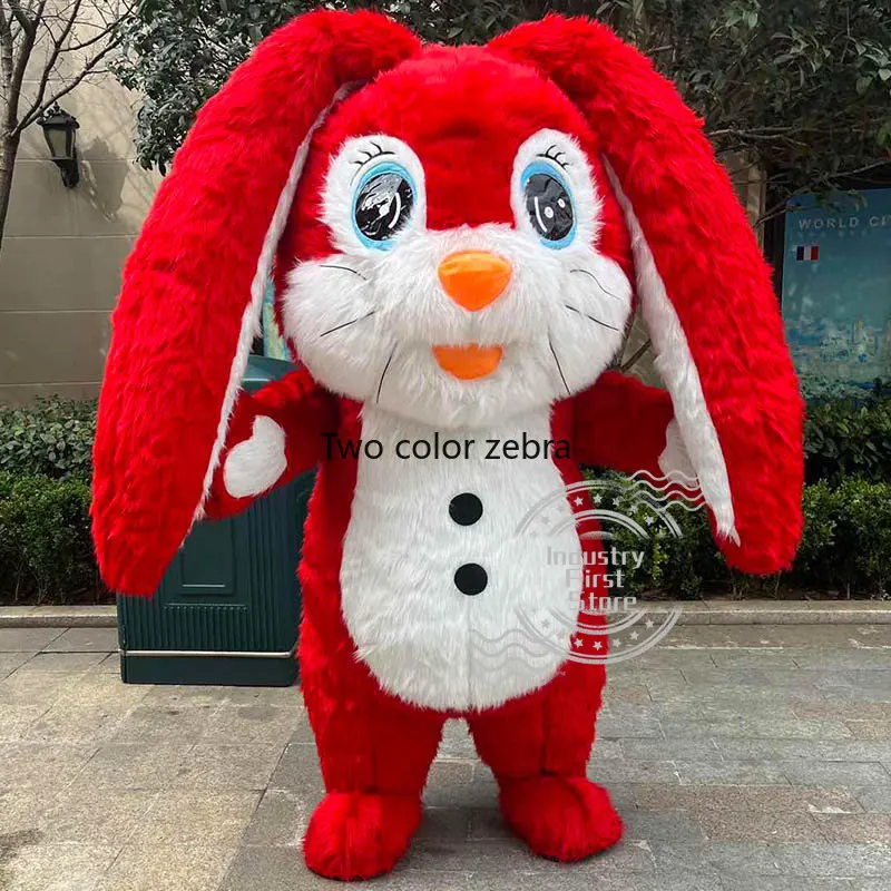 2.6m Red Easter Rabbit Cosplay Costume Funny Role Play Full Body Inflatable Garment Mascot Set Use Party Anniversary Wedding