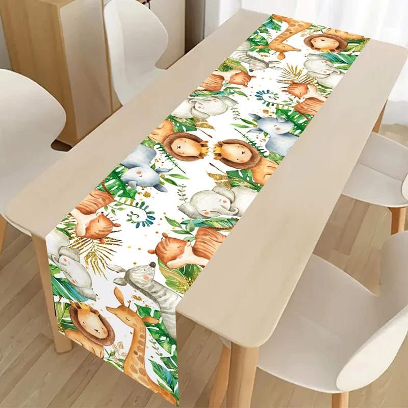 مفرش طاولة حيوانات الغابة وايلد وان فورست سفاري لتزيين حفلات أعياد الميلاد للأطفال، أغطية طاولات للأولاد، مستلزمات استحمام الطفل