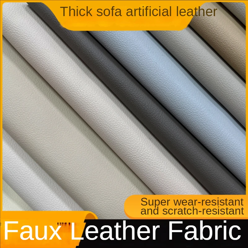 Faux Leather Fabric By The Meter for Upholstery Sofa Covers Car Seat Sewing Thickened Wear-resistant Artificial Cloth White Diy