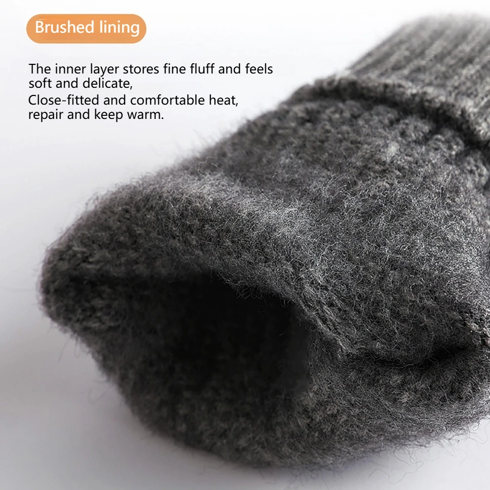KoKossi Autumn Winter Thickened Knitted Gloves Touch Screen Warm Soft Gloves Wool Solid Men Outdoor Sports Windproof Gloves