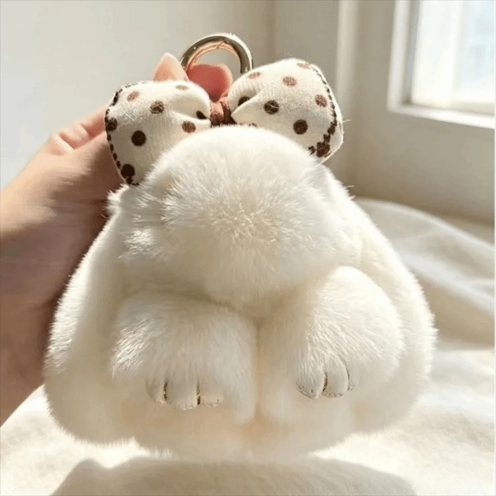 Cartoon Soft Rabbit Keychain Hair Bow Mini Rabbit Rabbit Keychain Fluffy Pink Rabbit Rabbit Key Ring Stuffed