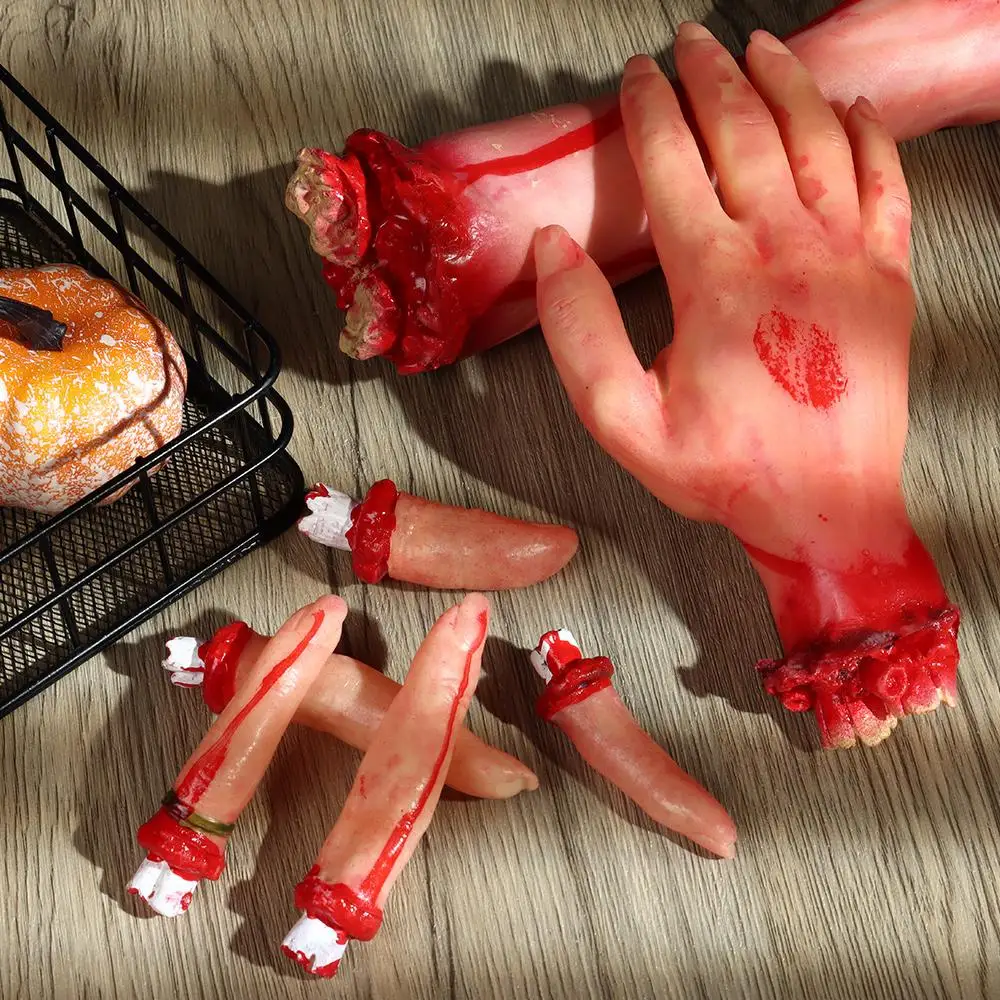 ใหม่คอสเพลย์ Haunted House Party ตกแต่งน่ากลัวฮาโลวีนเครื่องแต่งกาย Latex ของเล่นสยองขวัญ Props Lifesize Bloody Hand